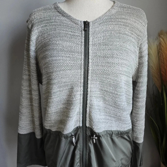 NIC+ZOE, Gray Green Lightweight Zip Front Tweed Nylon Anorak Jacket, Size Medium - Picture 4 of 15
